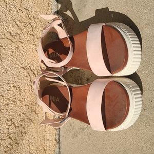 Pink platform sandals